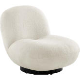 Kindred Accent Swivel Chair in Ivory Boucle Fabric & Black Iron