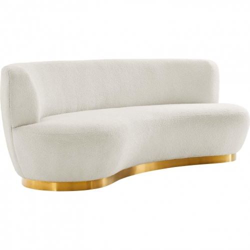 Kindred Sofa in Ivory Boucle Fabric & Brushed Gold