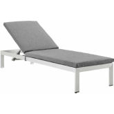 Shore Outdoor Chaise in Aluminum & Gray Fabric