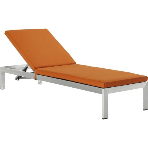 Shore Outdoor Chaise in Aluminum & Oarnge Fabric