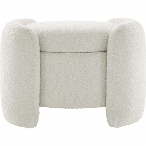 Nebula Storage Ottoman in Ivory Boucle Fabric