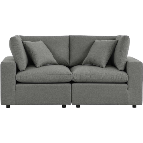 Commix Outdoor Overstuffed Loveseat in Charcoal Gray Fabric