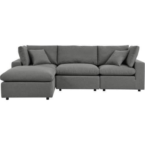 Commix Outdoor 4 Piece Sectional Sofa in Charcoal Gray Fabric