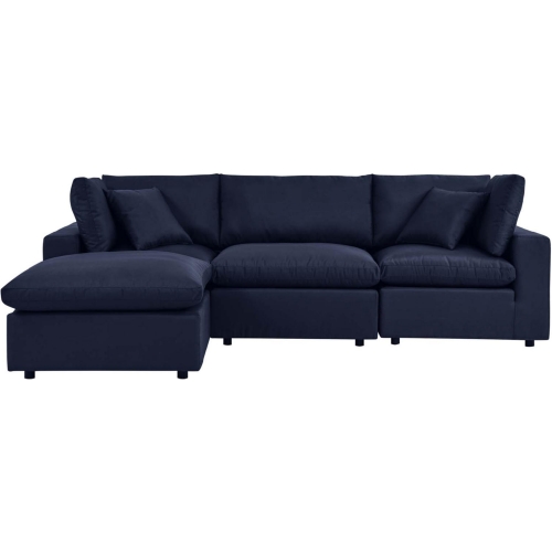 Commix Outdoor 4 Piece Sectional Sofa in Navy Blue Fabric