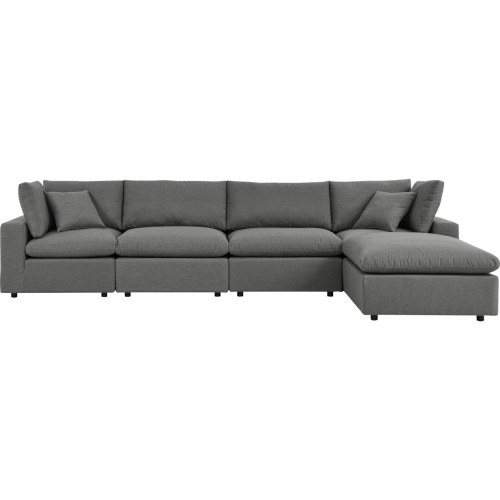 Commix Outdoor 5 Piece Sectional Sofa in Charcoal Gray Fabric