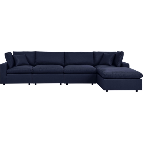 Commix Outdoor 5 Piece Sectional Sofa in Navy Blue Fabric