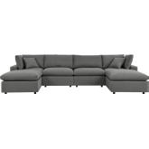 Commix Outdoor 6 Piece Sectional Sofa in Charcoal Gray Fabric