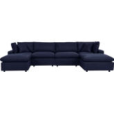 Commix Outdoor 6 Piece Sectional Sofa in Navy Blue Fabric