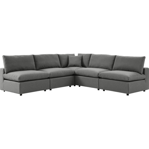 Commix Outdoor 5 Piece Sectional Sofa in Charcoal Gray Fabric