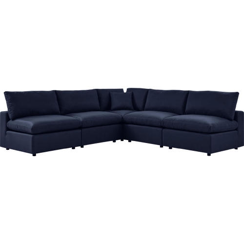 Commix Outdoor 5 Piece Sectional Sofa in Navy Blue Fabric