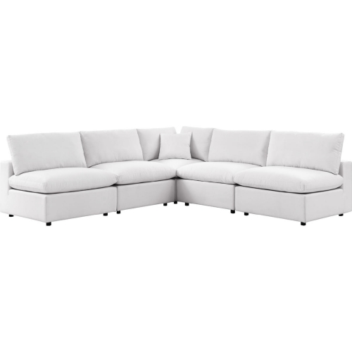 Commix Outdoor 5 Piece Sectional Sofa in White Fabric