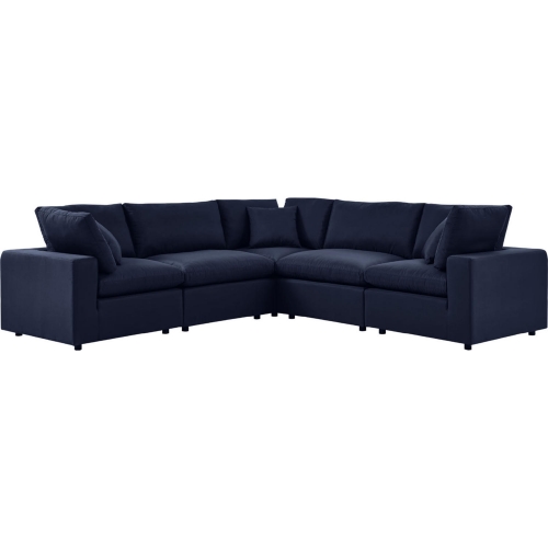 Commix Outdoor 5 Piece Sectional Sofa in Navy Blue Fabric