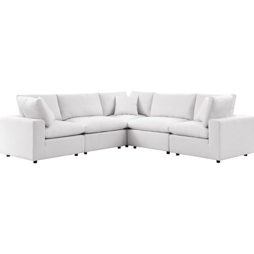 Commix Outdoor 5 Piece Sectional Sofa in White Fabric