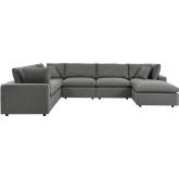 Commix Outdoor 7 Piece Sectional Sofa in Charcoal Gray Fabric