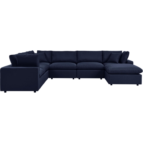 Commix Outdoor 7 Piece Sectional Sofa in Navy Blue Fabric