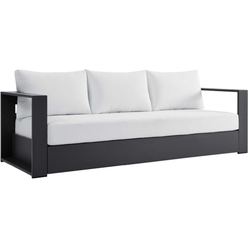 Tahoe Outdoor Sofa in Gray Metal & White Fabric