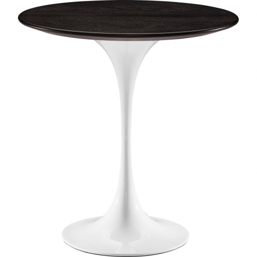 Lippa 20" Round Side Table in Walnut Finish & White Stainless