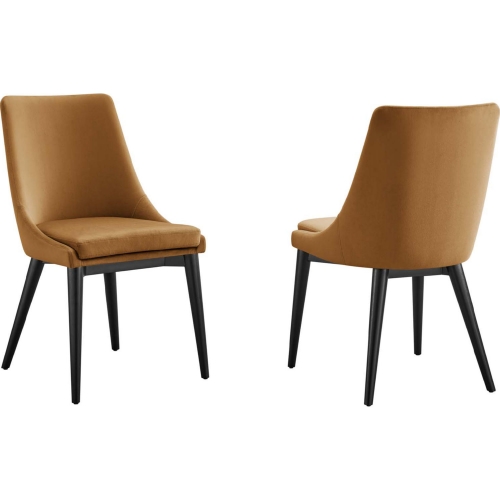 Viscount Dining Chair in Cognac Velvet & Black Wood (Set of 2)