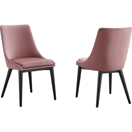 Viscount Dining Chair in Rose Velvet & Black Wood (Set of 2)