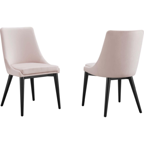 Viscount Dining Chair in Pink Velvet & Black Wood (Set of 2)