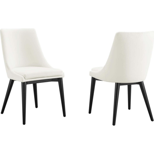 Viscount Dining Chair in White Velvet & Black Wood (Set of 2)