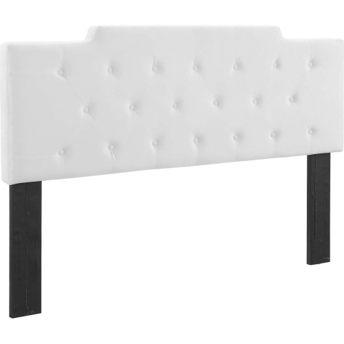 Juliet Tufted Full Queen Headboard in Tufted White Velvet