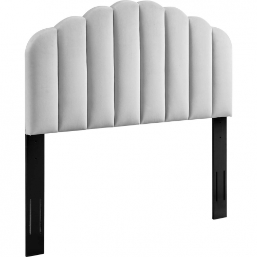 Veronique King / CA King Headboard in Channel Tufted Light Gray Fabric