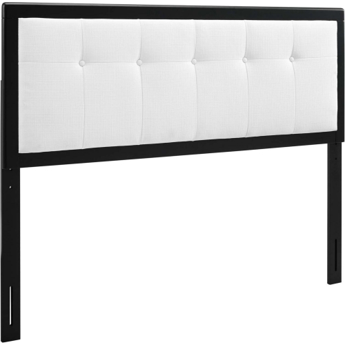 Draper Twin Headboard in Tufted White Fabric & Black Wood