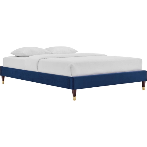 Harlow Full Bed Frame in Navy Blue Performance Velvet