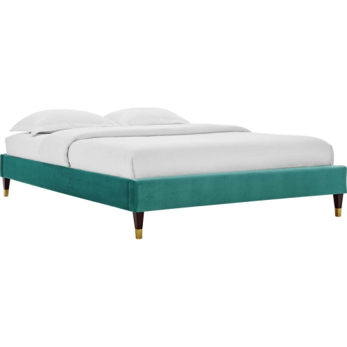 Harlow Full Bed Frame in Teal Performance Velvet