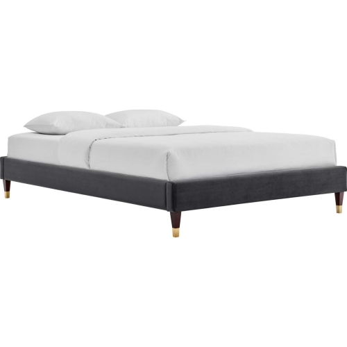 Harlow King Bed Frame in Charcoal Gray Performance Velvet