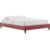 Harlow King Bed Frame in Dusty Rose Performance Velvet