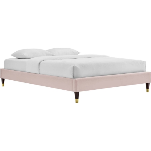 Harlow King Bed Frame in Pink Performance Velvet