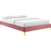 Sutton King Bed Frame in Dusty Rose Performance Velvet & Gold