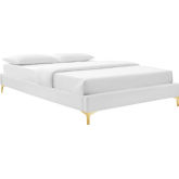 Sutton King Bed Frame in White Performance Velvet & Gold