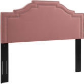 Lucia King / CA King Headboard in Dusty Rose Velvet w/ Nailhead Trim