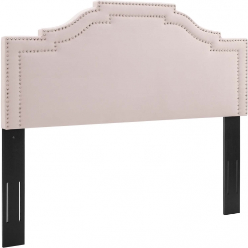 Lucia King / CA King Headboard in Pink Velvet w/ Nailhead Trim