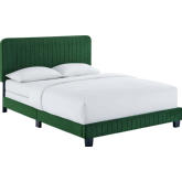 Celine Twin Bed in Channel Tufted Emerald Green Performance Velvet