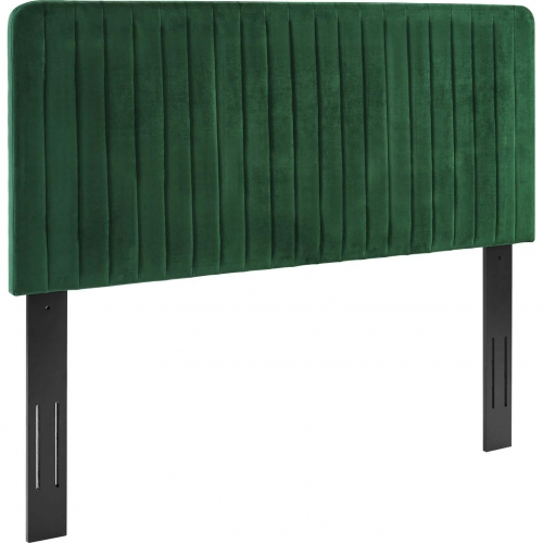 Milenna King / CA King Headboard in Channel Tufted Emerald Green Velvet