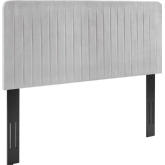 Milenna King / CA King Headboard in Channel Tufted Light Gray Velvet