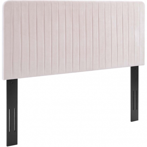 Milenna King / CA King Headboard in Channel Tufted Pink Velvet