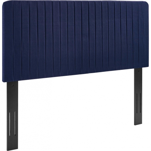 Milenna King / CA King Headboard in Channel Tufted Royal Blue Fabric