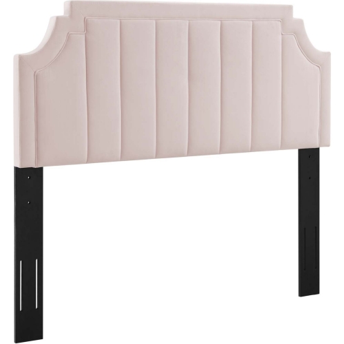 Alyona Full Queen Headboard in Channel Tufted Pink Velvet