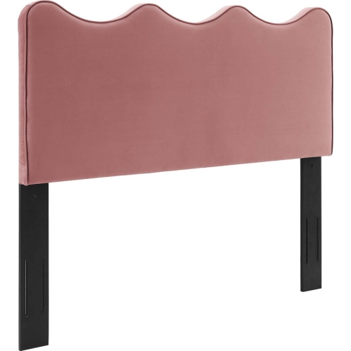 Athena Full Queen Scalloped Headboard in Dusty Rose Performance Velvet