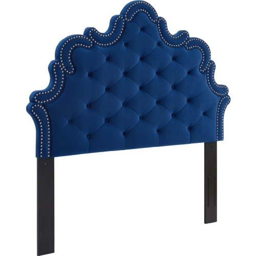 Arabella Twin Headboard in Tufted Navy Blue Velvet