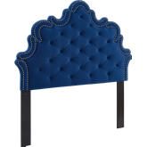 Arabella Twin Headboard in Tufted Navy Blue Velvet