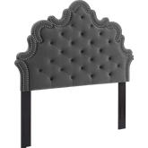 Arabella King California King Headboard in Tufted Charcoal Gray Velvet