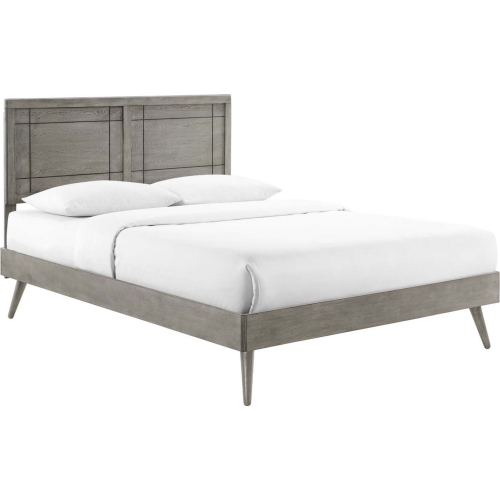 Marlee Twin Platform Bed w/ Splayed Legs in Gray Wood