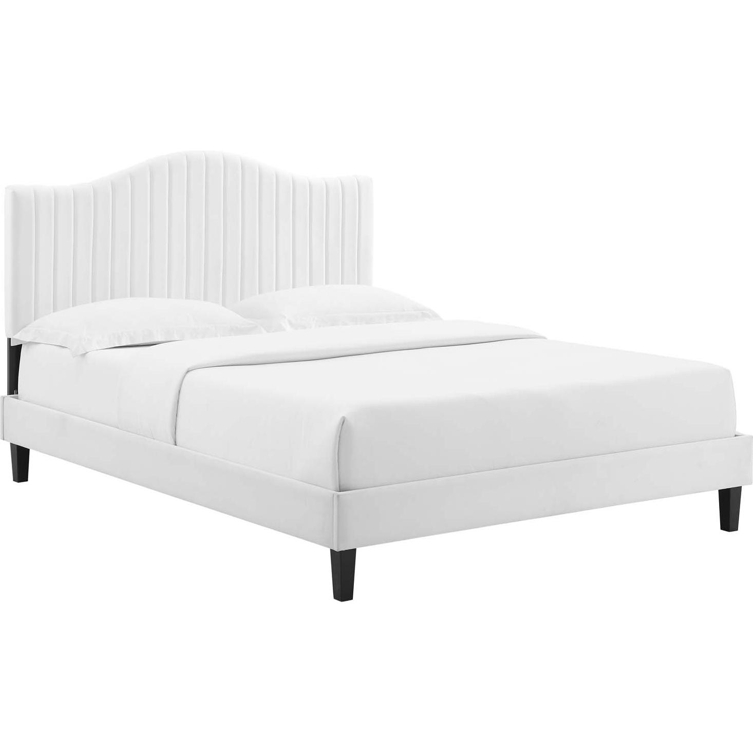 Modway MOD-6744-WHI Juniper Twin Platform Bed in Channel Tufted White ...