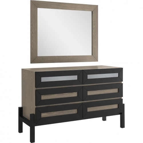 Merritt Dresser & Mirror in Oak Finish